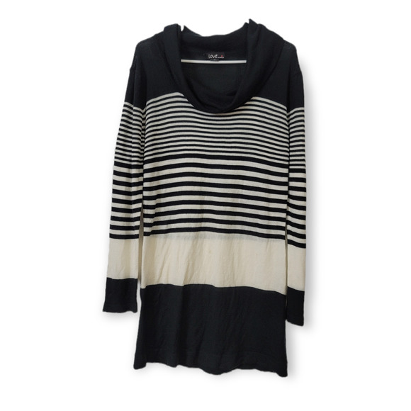 LOVE By Chelsea Dresses & Skirts - LOVE By Chelsea Long Sleeve Black White Striped Midi Dress 2X